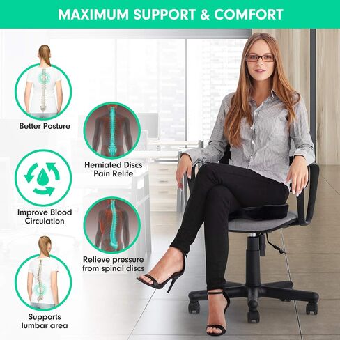 Seat Cushion for Office Chair,Memory Foam Seat Cushion,Tailbone,Sciatica,Lower Back Pain Relief,Chair Cushion for Car,Wheelchair,Computer and Desk Chair in Saudi Arabia