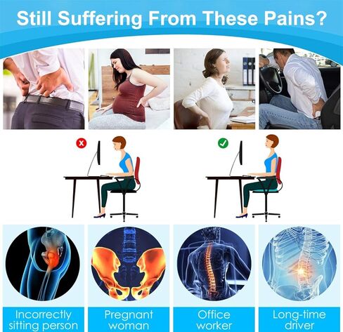 Gel Enhanced Seat Cushion for Long Sitting - Double Thick Honeycomb Breathable Design Egg Seat Cushion with Non-Slip Cover - Office Chair Car Cooling Seat Cushion - Computer Desk Pain Relief Pad in Kuwait