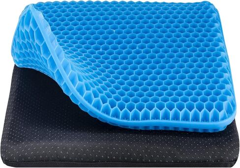Yunqing Gel Seat Cushion with Non-Slip Cover, Cooling Seat Cushion Breathable Honeycomb Pain Relief, Sciatica Hip Egg Crate Cushion for Of Blue in Kuwait