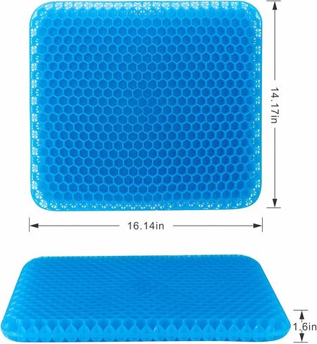 Yunqing Gel Seat Cushion with Non-Slip Cover, Cooling Seat Cushion Breathable Honeycomb Pain Relief, Sciatica Hip Egg Crate Cushion for Of Blue in Kuwait