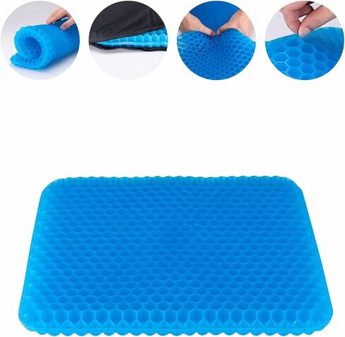 Yunqing Gel Seat Cushion with Non-Slip Cover, Cooling Seat Cushion Breathable Honeycomb Pain Relief, Sciatica Hip Egg Crate Cushion for Of Blue in Kuwait