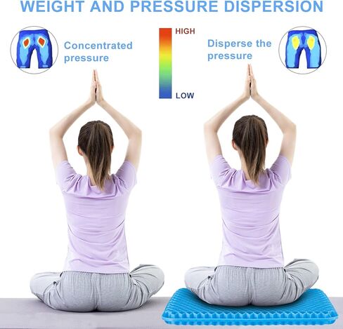 Yunqing Gel Seat Cushion with Non-Slip Cover, Cooling Seat Cushion Breathable Honeycomb Pain Relief, Sciatica Hip Egg Crate Cushion for Of Blue in Kuwait