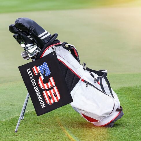 Golf Towel | Super Absorbent Microfiber Towels | Lightweight, Scratch-Resistant, and lint-Free | Aluminum Alloy Hook | 16x12 Inches for Father's Day (Let's Go Brandon-BFJB) in Kuwait