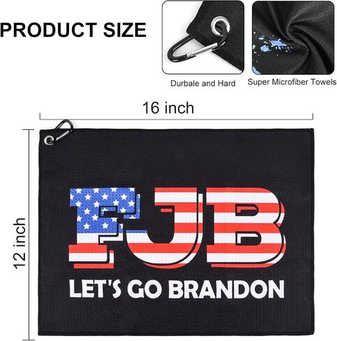 Golf Towel | Super Absorbent Microfiber Towels | Lightweight, Scratch-Resistant, and lint-Free | Aluminum Alloy Hook | 16x12 Inches for Father's Day (Let's Go Brandon-BFJB) in Kuwait