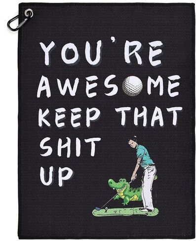 Golf Towel | Super Absorbent Microfiber Towels | Lightweight, Scratch-Resistant, and lint-Free | Aluminum Alloy Hook | 16x12 Inches for Father's Day (Let's Go Brandon-BFJB) in Kuwait
