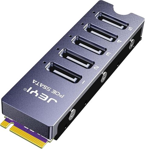 محول JEYI NVMe M.2 إلى 5 Sata، بطاقة محول داخلية 5 منافذ غير RAID SATA III 6 جيجابايت/ثانية M.2 NVMe لأجهزة الكمبيوتر المكتبية SSD وHDD in Kuwait