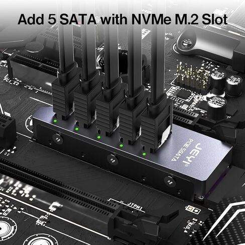 محول JEYI NVMe M.2 إلى 5 Sata، بطاقة محول داخلية 5 منافذ غير RAID SATA III 6 جيجابايت/ثانية M.2 NVMe لأجهزة الكمبيوتر المكتبية SSD وHDD in Kuwait