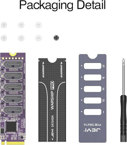 محول JEYI NVMe M.2 إلى 5 Sata، بطاقة محول داخلية 5 منافذ غير RAID SATA III 6 جيجابايت/ثانية M.2 NVMe لأجهزة الكمبيوتر المكتبية SSD وHDD in Kuwait
