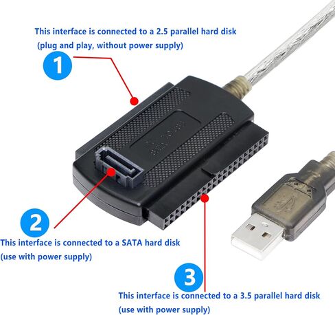 SinLoon USB إلى SATA IDE محول كابل محول USB 2.0 إلى 2.5/3.5/5.25in IDE وSATA كابل محول (1.8FT أبيض) in Saudi Arabia