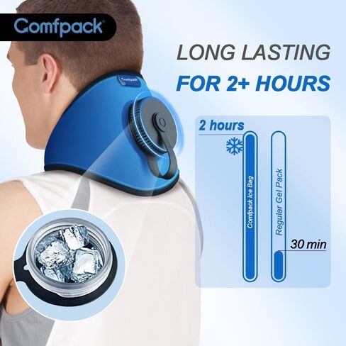 Comfpack Refillable Ice Bag for Neck Pain Relief, Ice Water Bag Cold Therapy Relief for Neck Injuries, Cervical Surgery, Swelling, Sprains, Tonsil Removal, Inflammation, No Leakage in Saudi Arabia