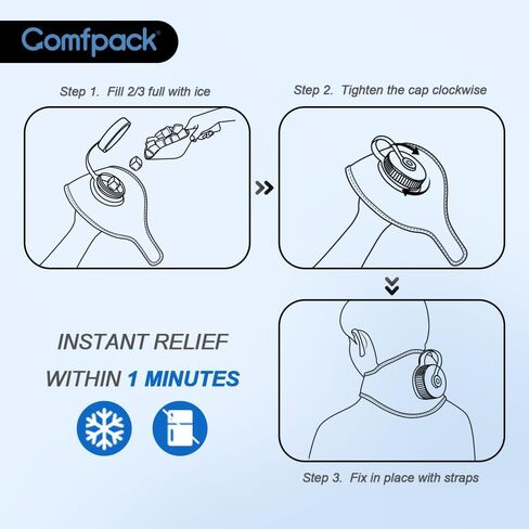 Comfpack Refillable Ice Bag for Neck Pain Relief, Ice Water Bag Cold Therapy Relief for Neck Injuries, Cervical Surgery, Swelling, Sprains, Tonsil Removal, Inflammation, No Leakage in Saudi Arabia