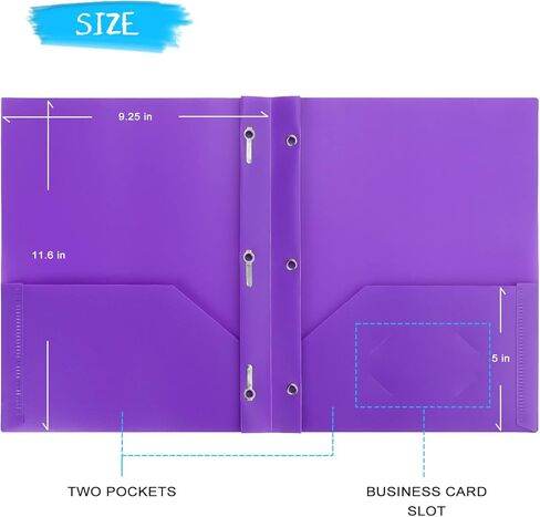 8 Pack Plastic File Folder with Pockets and Prongs, Heavy Duty 3 Hole Two Pocket Folder with Pockets 3 Prong Folders, Colored Plastic Folder for School Office Home in Saudi Arabia