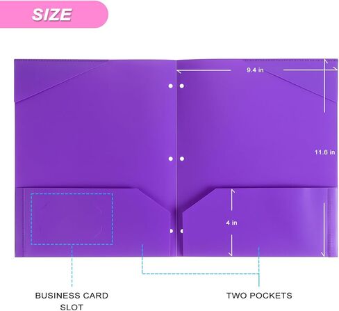 8 Pack Plastic File Folder with Pockets and Prongs, Heavy Duty 3 Hole Two Pocket Folder with Pockets 3 Prong Folders, Colored Plastic Folder for School Office Home in Saudi Arabia