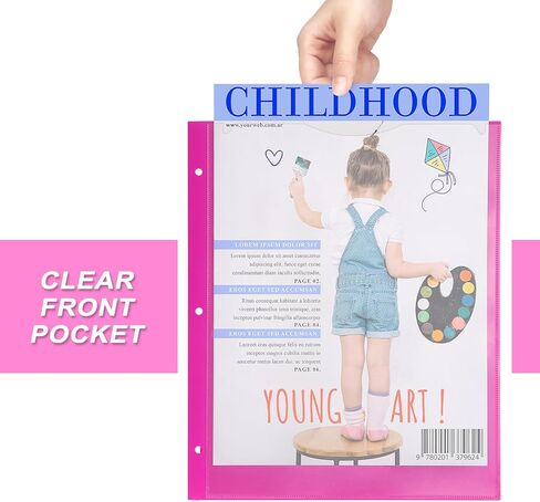 8 عبوات من المجلدات البلاستيكية شديدة التحمل مع جيب وفتحات أمامية شفافة، مجلد بجيبين و3 فتحات، مجلد جيب مع فتحة للبطاقات للمدرسة والمكتب، ألوان متنوعة in Kuwait