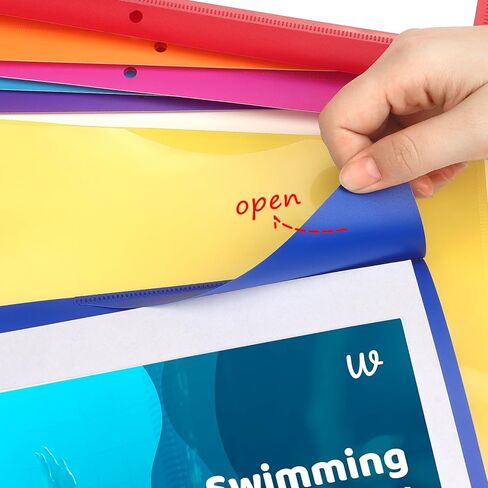 8 عبوات من المجلدات البلاستيكية شديدة التحمل مع جيب وفتحات أمامية شفافة، مجلد بجيبين و3 فتحات، مجلد جيب مع فتحة للبطاقات للمدرسة والمكتب، ألوان متنوعة in Kuwait