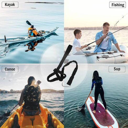 HESTYA 6 Pieces Kayak Paddle Leash Stretchable Paddle Rope Nylon Adjustable Kayak Coiled Rod Leash Lanyard Kayak Traction Rope for Kayak Canoe SUP Paddles Surfboard Fishing Poles Rods Accessories in Saudi Arabia
