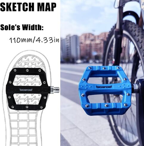 دواسات دراجة BOWOD، دواسات MTB مسطحة، دواسات مركبة من النايلون خفيفة الوزن مع 20 دبابيس لكل دواسة، دواسات دراجة طريق غير قابلة للانزلاق، دواسات دراجات جبلية للبالغين لدراجات سيكلوكروس في المدينة مقاس 9/16 بوصة in Saudi Arabia