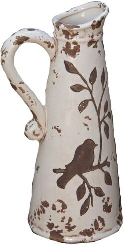 إبريق الفخار من Your Heart's Delight Birds 'n Branches، مقاس 13 × 4-3/4 بوصة، أبيض in Kuwait