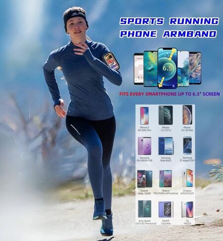 Running Armband Case Water Resistant Compatible for iPhone 15 14 13 12 Pro Max Plus Mini SE/Galaxy S24 Ultra Plus Edge Note 21/20/10 Cell Phone Adjustable Strap & Key Pocket. SU-G（ 6.1'' in Kuwait