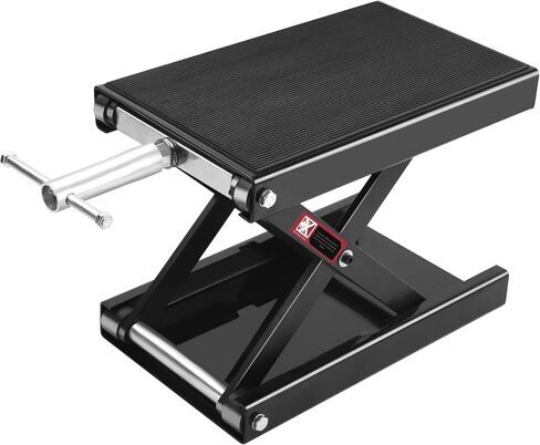 Steel Motorcycle 1100 LB Lift Scissor Jack Wide Deck Hoist Stand Maintenance Bikes ATVs Garage Repair Center Stand Lift Jack Orange in Saudi Arabia