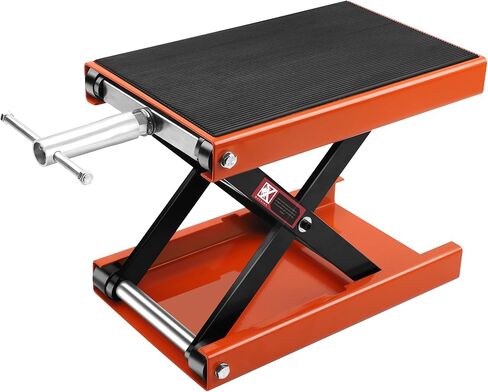 Steel Motorcycle 1100 LB Lift Scissor Jack Wide Deck Hoist Stand Maintenance Bikes ATVs Garage Repair Center Stand Lift Jack Orange in Saudi Arabia