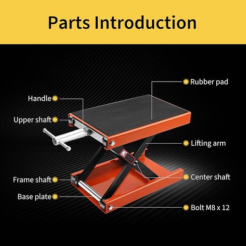 Steel Motorcycle 1100 LB Lift Scissor Jack Wide Deck Hoist Stand Maintenance Bikes ATVs Garage Repair Center Stand Lift Jack Orange in Kuwait