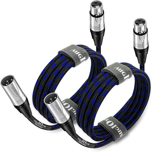 Augioth XLR to XLR Pro Mic Cable 10 Ft 2-Pack Male to Female XLR Cable 3-pin Green Balanced Shielded Microphone Cable for Amplifier Mixer,Speaker Systems,Recording Studio in Kuwait