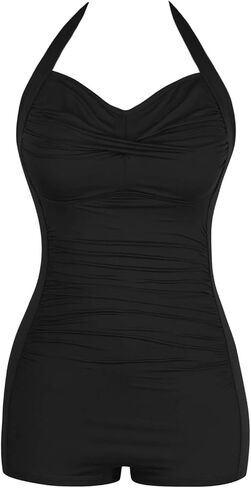 Sovoyontee Women's One Piece Tummy Control Swimwear Boyleg Ruched Swimsuit in Saudi Arabia