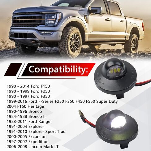 LED License Plate Lights Assembly Compatible with Ford F150 F250 F350 Ranger Explorer Bronco Excursion Expedition Super Duty Tag Light Number Plate Lamp Replace in Saudi Arabia