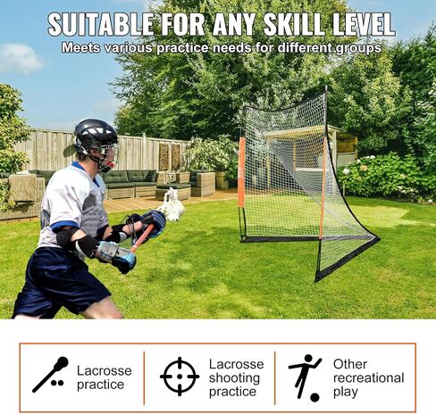 هدف VEVOR Lacrosse، شبكة لاكروس مقاس 6 × 6 بوصات، هدف لاكروس محمول مع حقيبة حمل، معدات تدريب لاكروس بقضيب من الألياف الزجاجية في الفناء الخلفي، هدف جامعي سهل الإعداد، مثالي لتدريب الشباب البالغين in Saudi Arabia