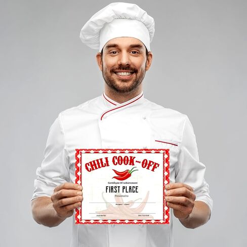 96 قطعة من زخارف مسابقة Chili Cook Off تتضمن 6 قطع من شهادة جائزة الفلفل الحار و50 قطعة من بطاقات التصويت Chili Cook Off و40 قطعة من ملصقات الأرقام ذاتية اللصق لمستلزمات حفلات Chili Cook in Kuwait