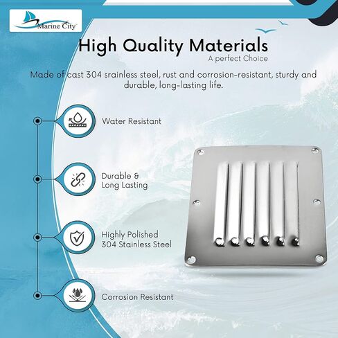 MARINE CITY 304 Grade Stainless-Steel Rectangle Stamped Louvered Vent 5 x 4-1/2 Inches for Marines – Boats – Yachts – Kayaks – Ships – RVs (Pack of 2) in Saudi Arabia
