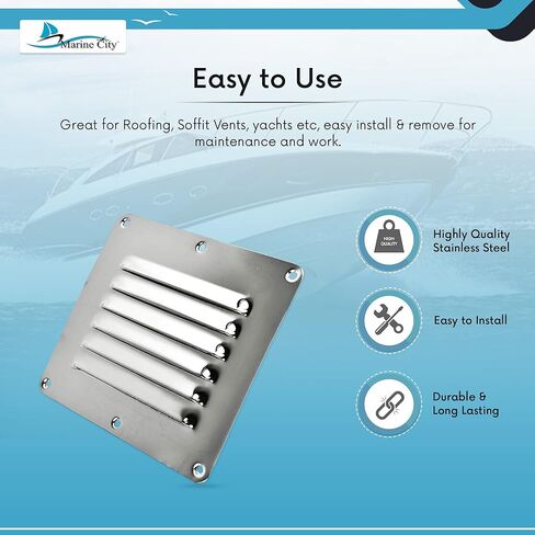 MARINE CITY 304 Grade Stainless-Steel Rectangle Stamped Louvered Vent 5 x 4-1/2 Inches for Marines – Boats – Yachts – Kayaks – Ships – RVs (Pack of 2) in Saudi Arabia