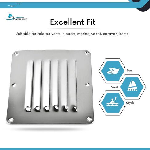 MARINE CITY 304 Grade Stainless-Steel Rectangle Stamped Louvered Vent 5 x 4-1/2 Inches for Marines – Boats – Yachts – Kayaks – Ships – RVs (Pack of 2) in Saudi Arabia