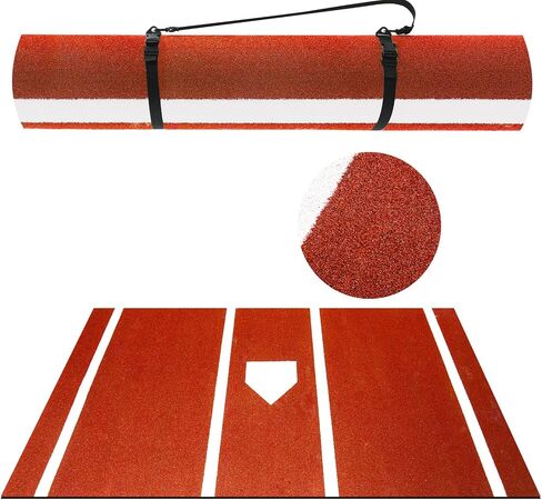 Meooeck Baseball Batting Mat Softball Inlaid Home Plate Hitting Mats Batters Box Turf Mat with Carry Strap Non-Slip Backing for Cage Indoor Outdoor in Saudi Arabia