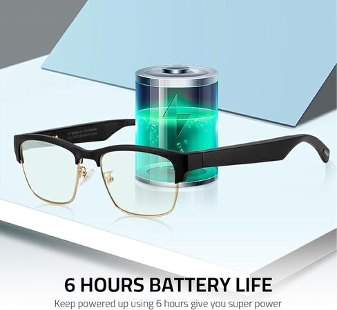 نظارات بلوتوث ذكية للرجال، نظارات صوتية زرقاء خفيفة للنساء، ميكروفون ومكبرات صوت مدمجة بصوت مفتوح للأذن، مساعد صوت بلوتوث لاسلكي IPX5 مقاوم للماء، 55 ملم، عدد 1.0 (ذهبي) in Kuwait
