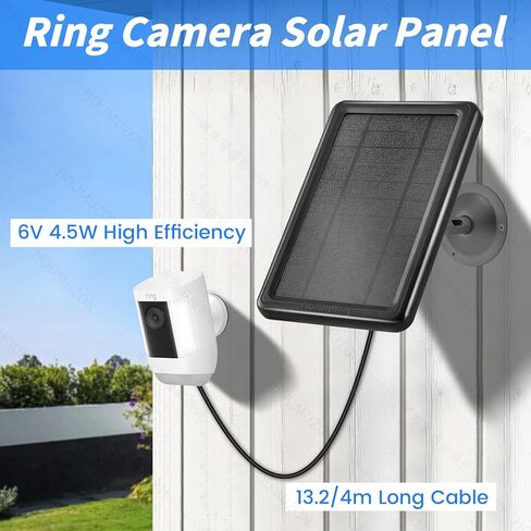 Solar Panel Camera Charger, Solar Charger Compatible with Ring Stick Up Cam 2nd & 3rd Gen, Ring Spotlight Cam Battery, 5.5V 4.5W Output Super Fast Charging, Waterproof (1) in Kuwait