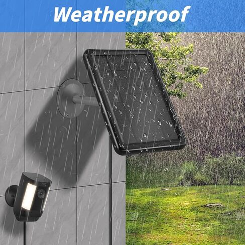 Solar Panel Camera Charger, Solar Charger Compatible with Ring Stick Up Cam 2nd & 3rd Gen, Ring Spotlight Cam Battery, 5.5V 4.5W Output Super Fast Charging, Waterproof (1) in Kuwait