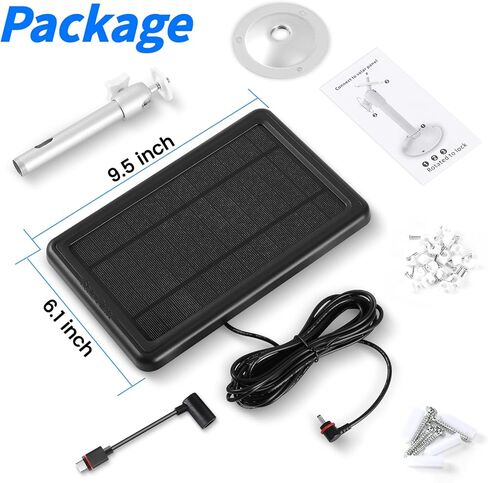 Solar Panel Camera Charger, Solar Charger Compatible with Ring Stick Up Cam 2nd & 3rd Gen, Ring Spotlight Cam Battery, 5.5V 4.5W Output Super Fast Charging, Waterproof (1) in Kuwait