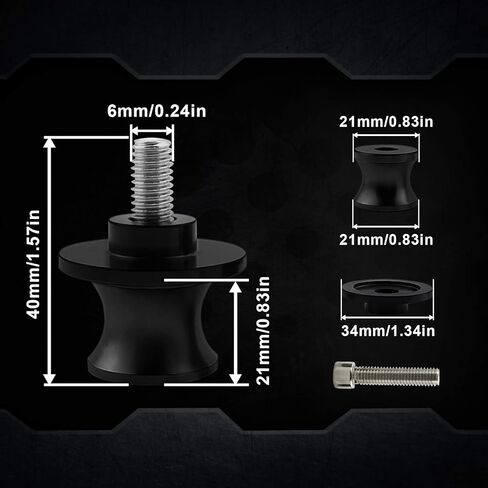 6MM M6 X 1.5 Motorcycle Swing Arm Sliders Spools 2PCS CNC Swing Arm Stand Screw Compatible With MT09 MT-09 2014 2015 2016 2017 in Saudi Arabia