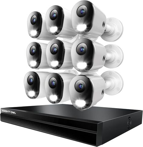 Night Owl Power Over Ethernet 24 Channel NVR Video Home Security Camera System with (9) Wired IP 4K HD Indoor/Outdoor Deterrence Cameras and 4TB Hard Drive (Add up to 8 Wi-Fi Cameras) in Saudi Arabia