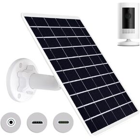 8W Solar Panel Compatible with Rechargeable Battery Powered Cam, for Ring Stick Up Cam/Pro Battery, Spotlight Cam/Pro/Plus Battery 5V Camera Solar Charger Waterproof, 360° Adjustable Bracket