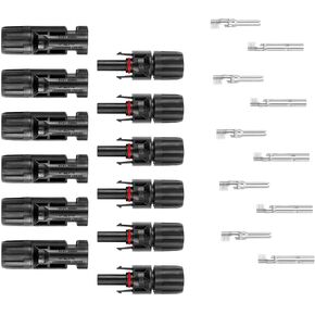 Solar Connectors 30A 1000V Male/Female IP67 Waterproof Solar Connectors for Solar Panel Cable 10AWG 12AWG 14AWG (6 Pairs Solar Connector)