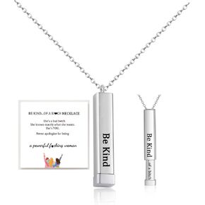 LIU JUN Be Kind Of A B Necklaces For Women, To Best Friends Sorority Sisters Inspirational Gold Coin Pendant With Engraved Message Stainless Steel Band Friendship Jewelry Gift