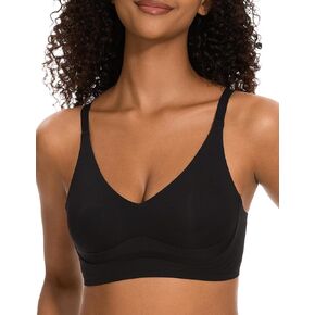 Women's No Underwire Bras Full Coverage Deep V Wireless T Shirt Daily Comfy Brassiere for Small Breasted
