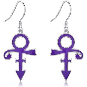 Prince Symbol Earrings Sterling Silver Purple Prince Dangle Earring Punk Prince Symbol Jewelry for Prince Lover