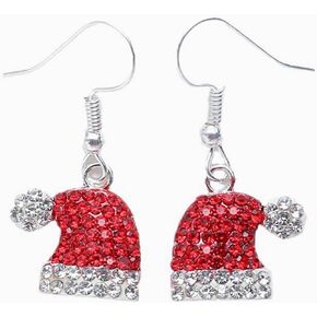 Christmas Santa Claus Faux Leather Earrings for Women Funny Layered Chic Sequin Red Hat White Beard PU Leather Lightweight Big Dangle Drop Earrings for Xmas Party Holiday Jewelry Gifts
