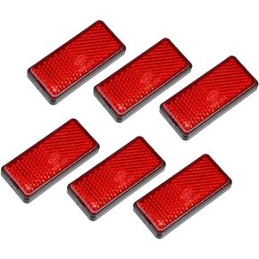ACROPIX 6 Pcs Rectangular Stick-on Safety Spoke Reflective Self Adhesive Reflector for Gate Posts Cars Trailer Motorcycle Trucks Boat Bicycle Bike Red Car Parts