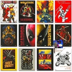 Marvel Deadpool and Wolverine Poster Book Super Set - Bundle with 12 Posters Featuring Deadpool and Wolverine Plus Bookmark, More | Deadpool Room Decor for Kids, Boys