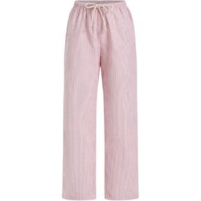 WDIRARA Women's Drawstring Striped Pants Loose Wide Leg Trousers High Waist Palazzo Pants
